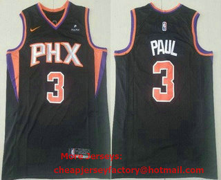 Men's Phoenix Suns #3 Chris Paul Black 2021 Nike Swingman Stitched NBA Jersey With Sponsor Logo