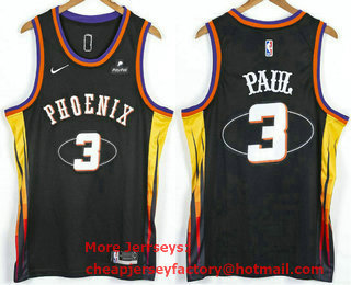 Men's Phoenix Suns #3 Chris Paul Black 75th Anniversary 2021 Nike Swingman Stitched NBA Jersey With Sponsor Logo