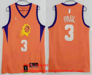 Men's Phoenix Suns #3 Chris Paul NEW Orange 2020 Brand Jordan Swingman Stitched NBA Jersey
