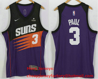 Men's Phoenix Suns #3 Chris Paul Purple Nike Swingman 2021 Earned Edition Stitched Jersey With Sponsor Logo
