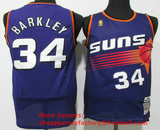 Men's Phoenix Suns #34 Charles Barkley Purple 1992-93 Gold NBA Hardwood Classics Soul Swingman Throwback Jersey