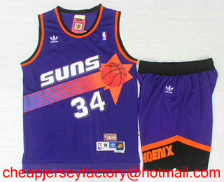Men's Phoenix Suns #34 Charles Barkley Purple Hardwood Classics Soul Swingman Throwback Jersey With Shorts