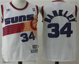 Men's Phoenix Suns #34 Charles Barkley White Throwback Swingman Jersey