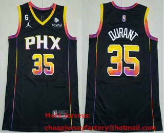 Men's Phoenix Suns #35 Kevin Durant Black Statement 6 Patch Sponsor Icon Swingman Jersey