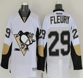 Men's Pittsburgh Penguins #29 Andre Fleury White Away Jersey
