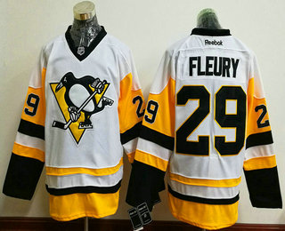 Men's Pittsburgh Penguins #29 Marc-Andre Fleury White 2016-17 Home Stitched NHL Throwback Hockey Jersey