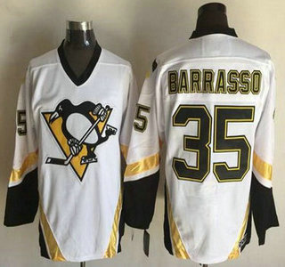 Men's Pittsburgh Penguins #35 Tom Barrasso 2002-03 White CCM Vintage Throwback Jersey