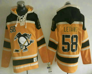 Men's Pittsburgh Penguins #58 Kris Letang 2017 Stadium Series Stitched Old Time Hockey Yellow Hoodie