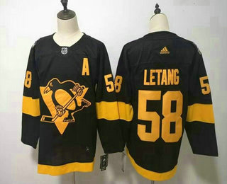 Men's Pittsburgh Penguins #58 Kris Letang Black 2019 Stadium Series Adidas Stitched NHL Jersey