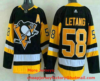 Men's Pittsburgh Penguins #58 Kris Letang Black Stitched NHL Jersey