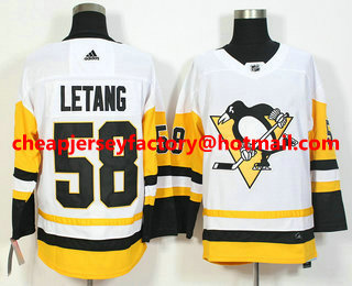 Men's Pittsburgh Penguins #58 Kris Letang White 2017-2018 Hockey Stitched NHL Jersey