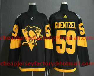Men's Pittsburgh Penguins #59 Jake Guentzel Black 2019 Stadium Series Adidas Stitched NHL Jersey