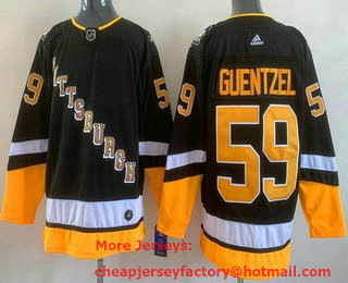 Men's Pittsburgh Penguins #59 Jake Guentzel Black Adidas 2021-22 Stitched NHL Jersey