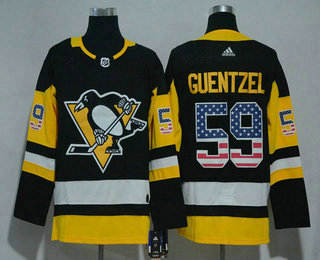 Men's Pittsburgh Penguins #59 Jake Guentzel Black With USA Flag 2017-2018 Hockey Stitched NHL Jersey