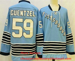 Men's Pittsburgh Penguins #59 Jake Guentzel Light Blue Authentic Jersey
