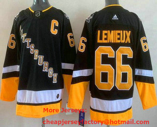 Men's Pittsburgh Penguins #66 Mario Lemieux Black Adidas 2021-22 Stitched NHL Jersey