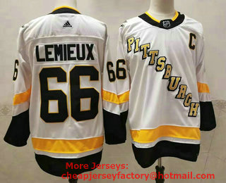 Men's Pittsburgh Penguins #66 Mario Lemieux White Adidas 2020-21 Stitched NHL Jersey