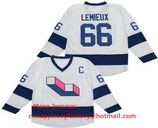Men's Pittsburgh Penguins #66 Mario Lemieux White Laval Voisine Retro Jersey