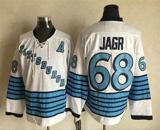 Men's Pittsburgh Penguins #68 Jaromir Jagr 1967-68 White CCM Vintage Throwback Jersey