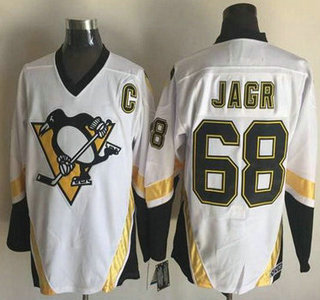 Men's Pittsburgh Penguins #68 Jaromir Jagr 2002-03 White CCM Vintage Throwback Jersey
