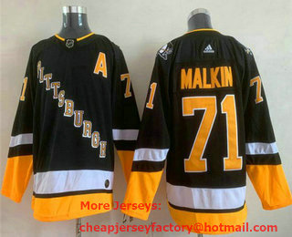 Men's Pittsburgh Penguins #71 Evgeni Malkin Black Adidas 2021-22 Stitched NHL Jersey