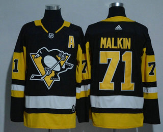 Men's Pittsburgh Penguins #71 Evgeni Malkin Black Home 2017-2018 Hockey Stitched NHL Jersey