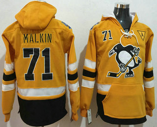 Men's Pittsburgh Penguins #71 Evgeni Malkin Yellow 2017 Stadium Series Stitched NHL Old Time Hockey Hoodie