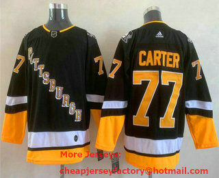 Men's Pittsburgh Penguins #77 Jeff Carter Black Adidas 2021-22 Stitched NHL Jersey