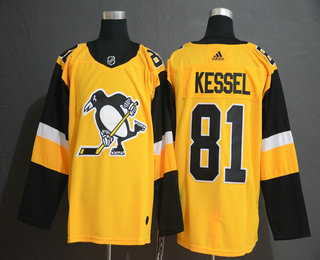 Men's Pittsburgh Penguins #81 Mary Hessel Yellow Alternate Adidas Stitched NHL Jersey