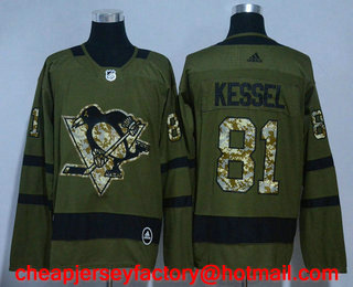 Men's Pittsburgh Penguins #81 Phil Kessel Green Salute to Service 2017-2018 Hockey Stitched NHL Jersey
