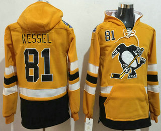 Men's Pittsburgh Penguins #81 Phil Kessel Yellow 2017 Stadium Series Stitched NHL Old Time Hockey Hoodie