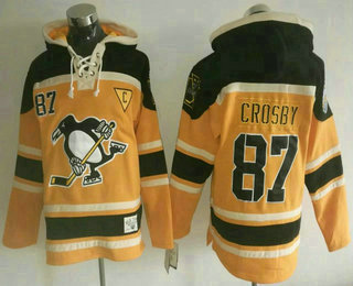 Men's Pittsburgh Penguins #87 Sidney Crosby 2017 Stadium Series Stitched Old Time Hockey Yellow Hoodie