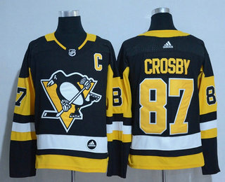 Men's Pittsburgh Penguins #87 Sidney Crosby Black 2017-2018 Hockey Stitched NHL Jersey