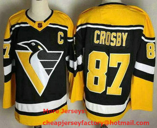Men's Pittsburgh Penguins #87 Sidney Crosby Black 2022 Reverse Retro Authentic Jersey