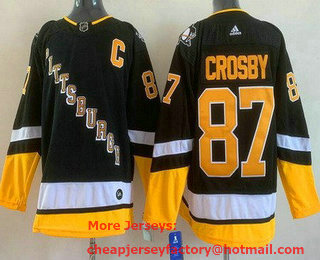 Men's Pittsburgh Penguins #87 Sidney Crosby Black Adidas 2021-22 Stitched NHL Jersey