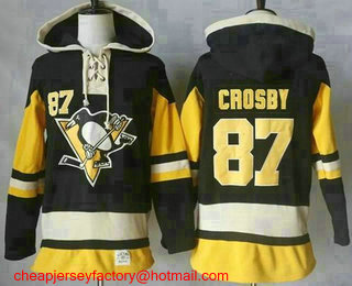 Men's Pittsburgh Penguins #87 Sidney Crosby Black Alternate Sawyer Hooded Sweatshirt Stitched NHL Jersey