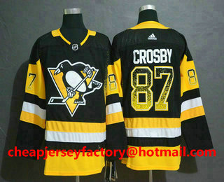 Men's Pittsburgh Penguins #87 Sidney Crosby Black Drift Fashion Adidas Stitched NHL Jersey