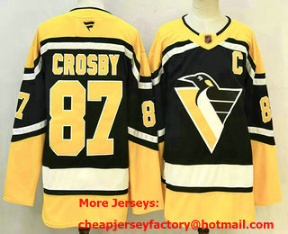 Men's Pittsburgh Penguins #87 Sidney Crosby Black Reverse Retro Stitched Jersey