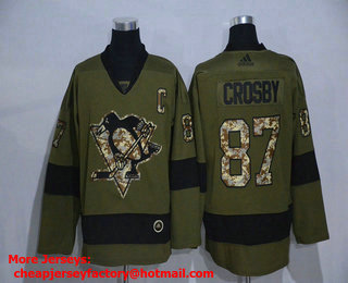 Men's Pittsburgh Penguins #87 Sidney Crosby Green Salute To Service Adidas Stitched NHL Jersey