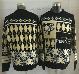 Men's Pittsburgh Penguins Black With Yellow NHL Sweater