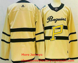 Men's Pittsburgh Penguins Blank Cream 2023 Winter Classic Authentic Jersey