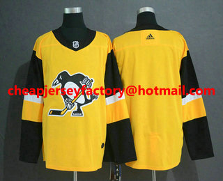 Men's Pittsburgh Penguins Blank Yellow Alternate Adidas Stitched NHL Jersey