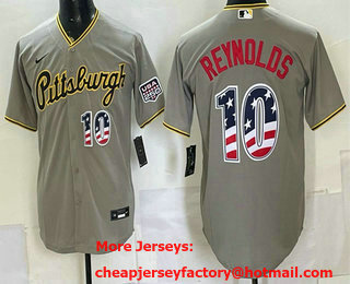 Men's Pittsburgh Pirates #10 Bryan Reynolds Grey USA 250 Fourth of July Stitched Jersey