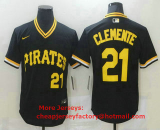 Men's Pittsburgh Pirates #21 Roberto Clemente Black Mesh Batting Practice Throwback Nike Jersey