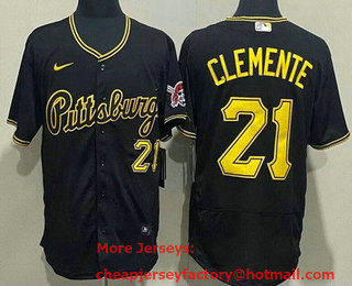 Men's Pittsburgh Pirates #21 Roberto Clemente Black Stitched MLB Flex Base Nike Jersey