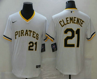 Men's Pittsburgh Pirates #21 Roberto Clemente White Pullover Throwback Cooperstown Collection Stitched MLB Nike Jersey