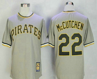 Men's Pittsburgh Pirates #22 Andrew McCutchen Gray Pullover Stitched MLB Cooperstown Collection Jersey