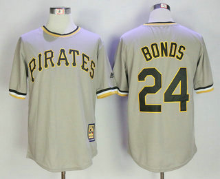 Men's Pittsburgh Pirates #24 Barry Bonds Gray Pullover Stitched MLB Cooperstown Collection Jersey