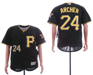 Men's Pittsburgh Pirates #24 Chris Archer Black Alternate Stitched MLB Flex Base Jersey