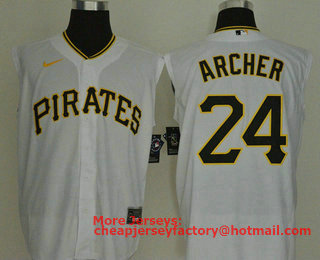 Men's Pittsburgh Pirates #24 Chris Archer White 2020 Cool and Refreshing Sleeveless Fan Stitched MLB Nike Jersey